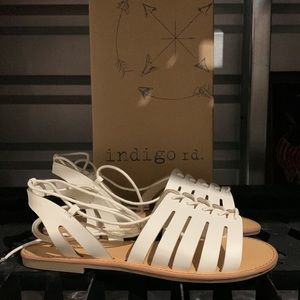 Indigo Rd Baku Gladiator Sandals Women’s Size 7 White Lace Up‎ Flat Cutout NWOT